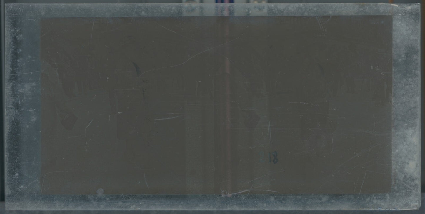 Personnages, Longchamp, Paris, plaque verre stéréoscopique, positif 8,5x17 cm