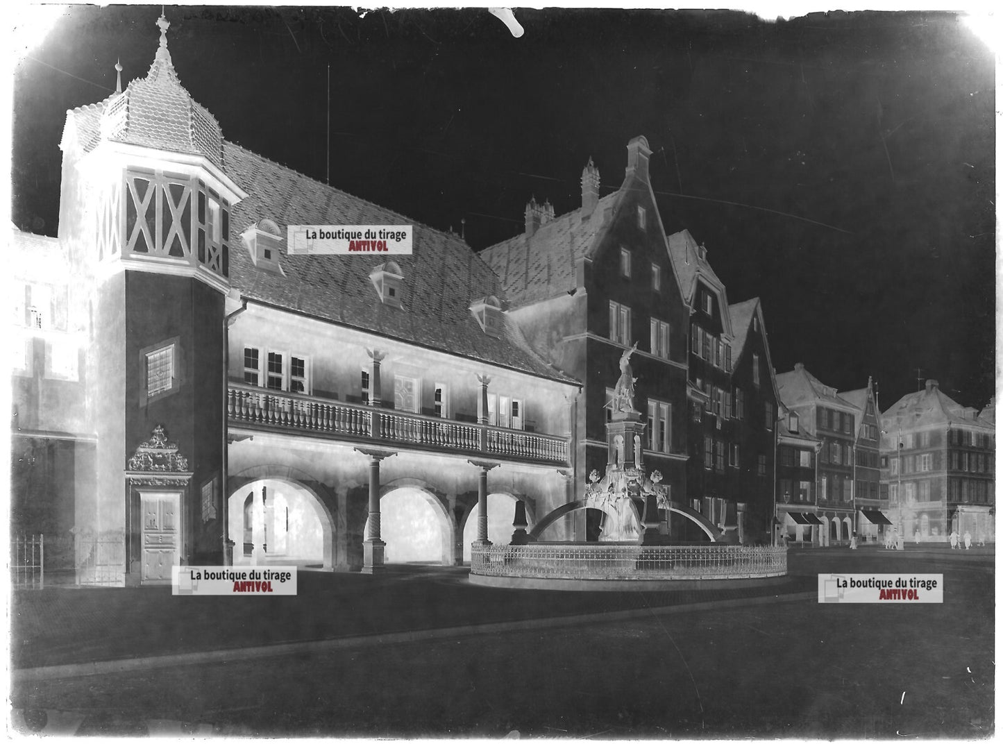 Plaque verre photo ancienne négatif noir et blanc 13x18 cm Colmar antiquité