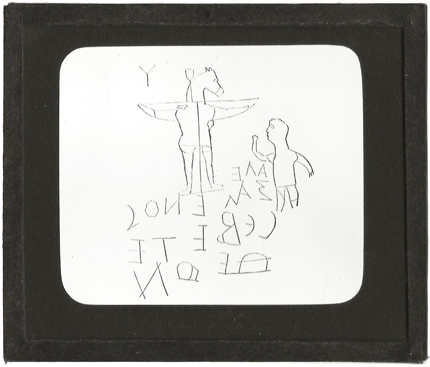 Graffiti d'Alexamenos, Rome et Vatican, photo plaque de verre, positif 8,5x10 cm