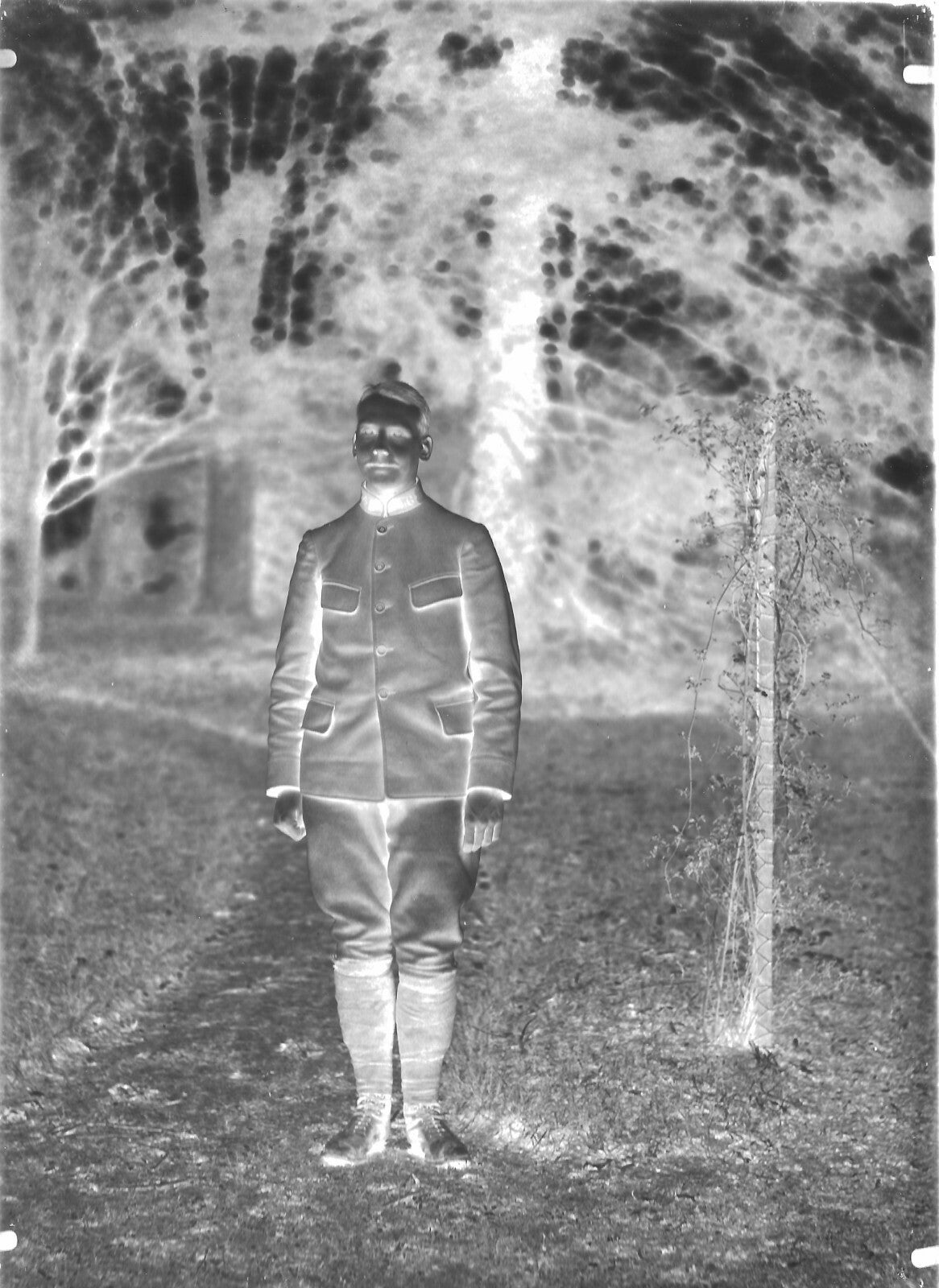 Plaque verre photo ancienne négatif 13x18 cm soldat militaire vintage
