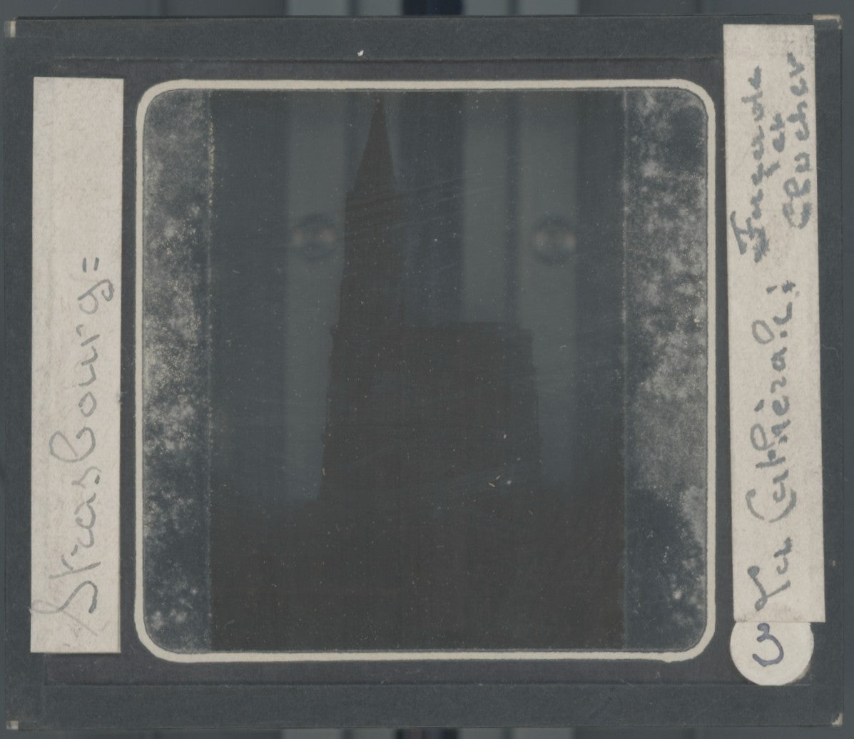 Cathédrale de Strasbourg, photo plaque verre, noir & blanc, positif 8,5x10 cm