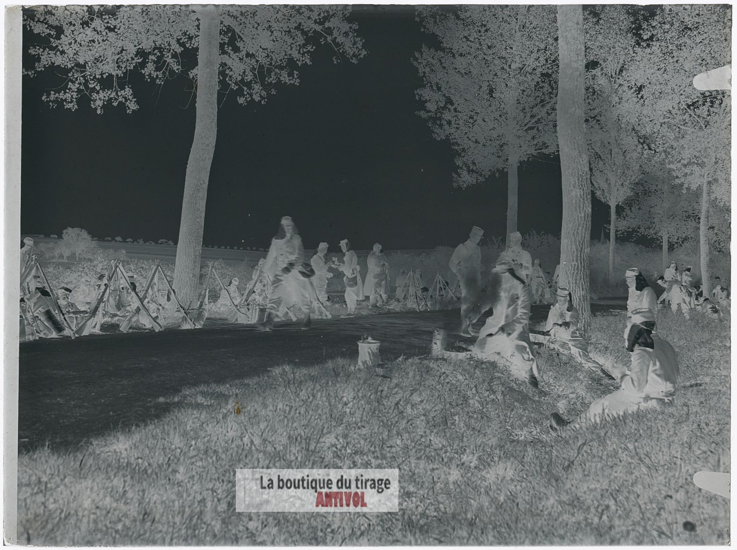 Mailly, camp la Grand'Halte, plaque verre, photo ancienne, négatif 9x12 cm