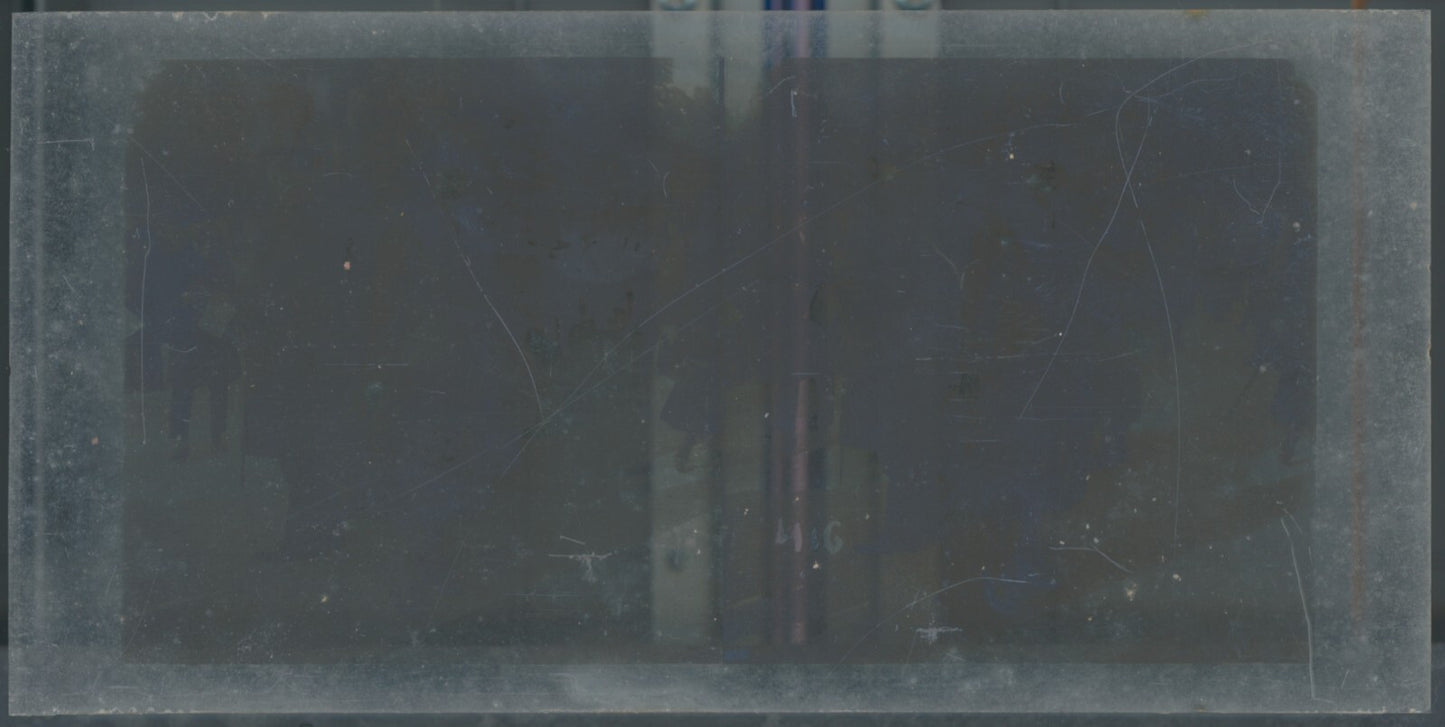 Scène de vie, Longchamp, Paris, plaque verre stéréoscopique, positif 8,5x17 cm