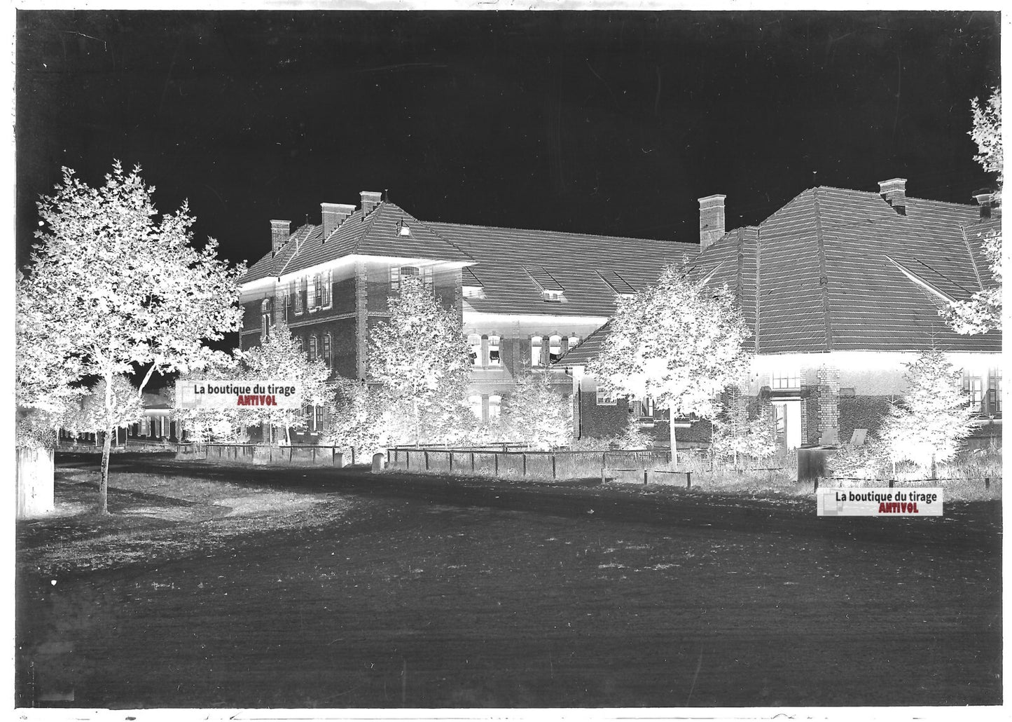 Plaque verre photo ancienne négatif noir et blanc 13x18 cm camp Bitche militaire