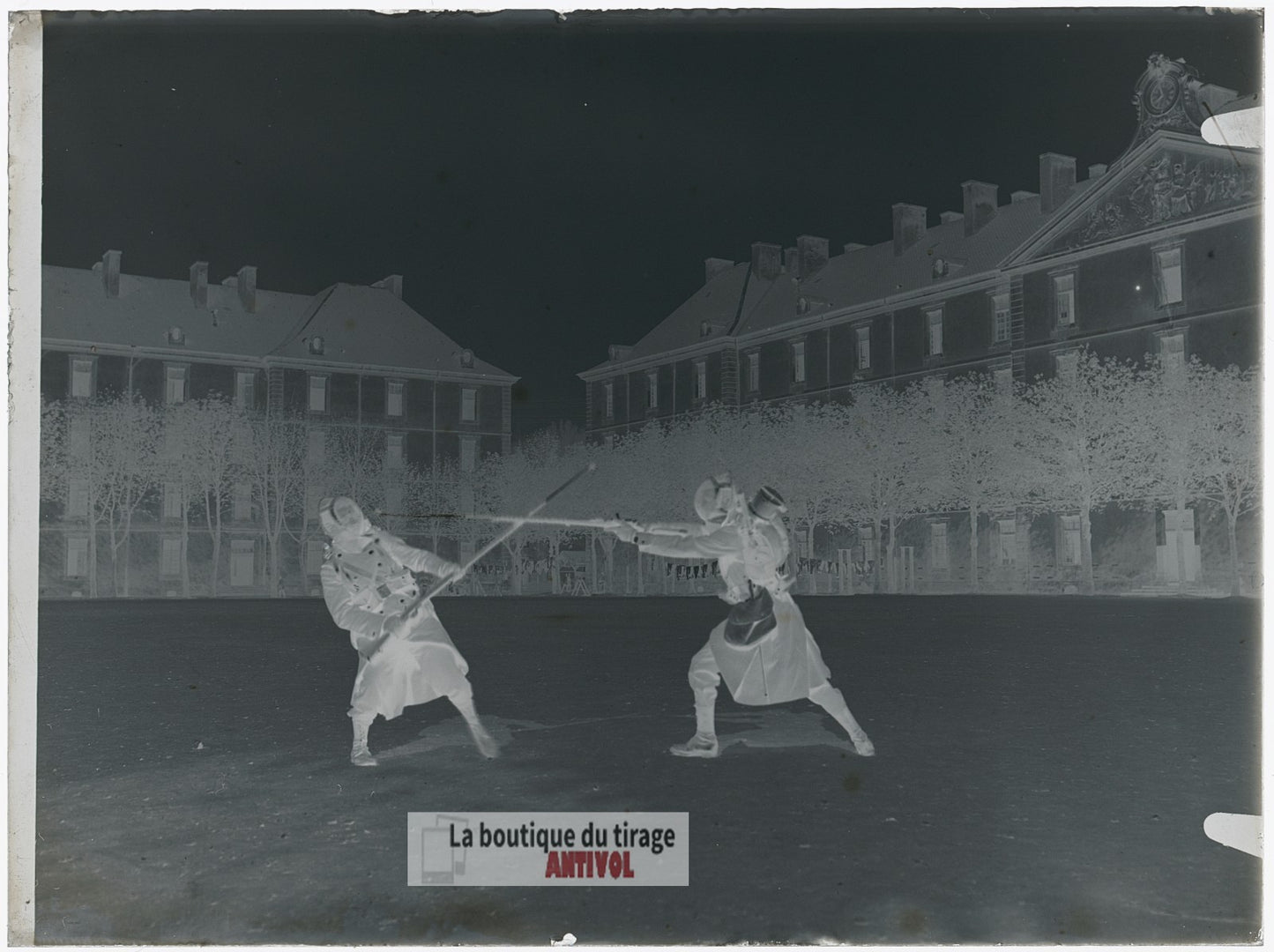 Caserne Thiry, Nancy, soldats WW1, plaque verre, photo, négatif 9x12 cm