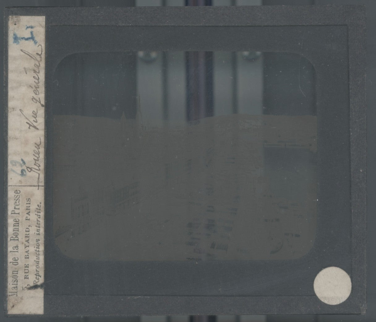 Port de Rouen, bateaux, photo plaque verre, noir & blanc, positif 8,5x10 cm