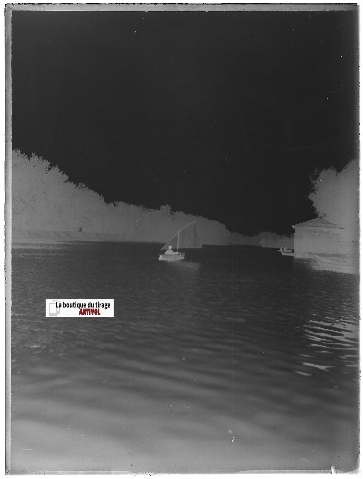 La Garonne, Toulouse, Plaque verre photo ancienne, négatif noir & blanc 9x12 cm