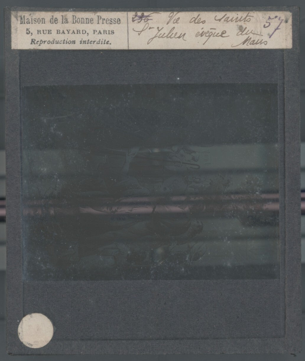 Saint Julien du Mans, dessin peinture, photo plaque verre, positif 8,5x10 cm