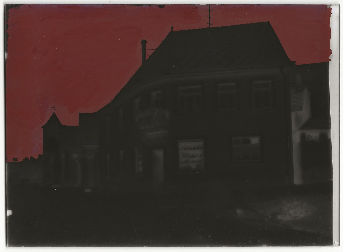 Plaque verre photo ancienne négatif noir et blanc 13x18 cm boulangerie France