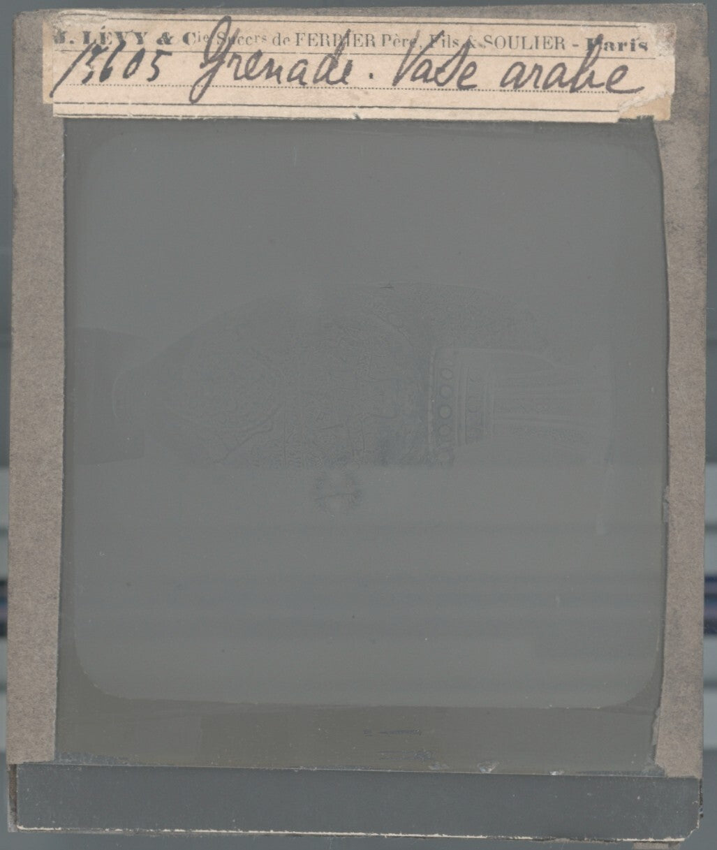 Vase arabe, poterie, Grenade Espagne, photo plaque de verre, positif 8,5x10 cm