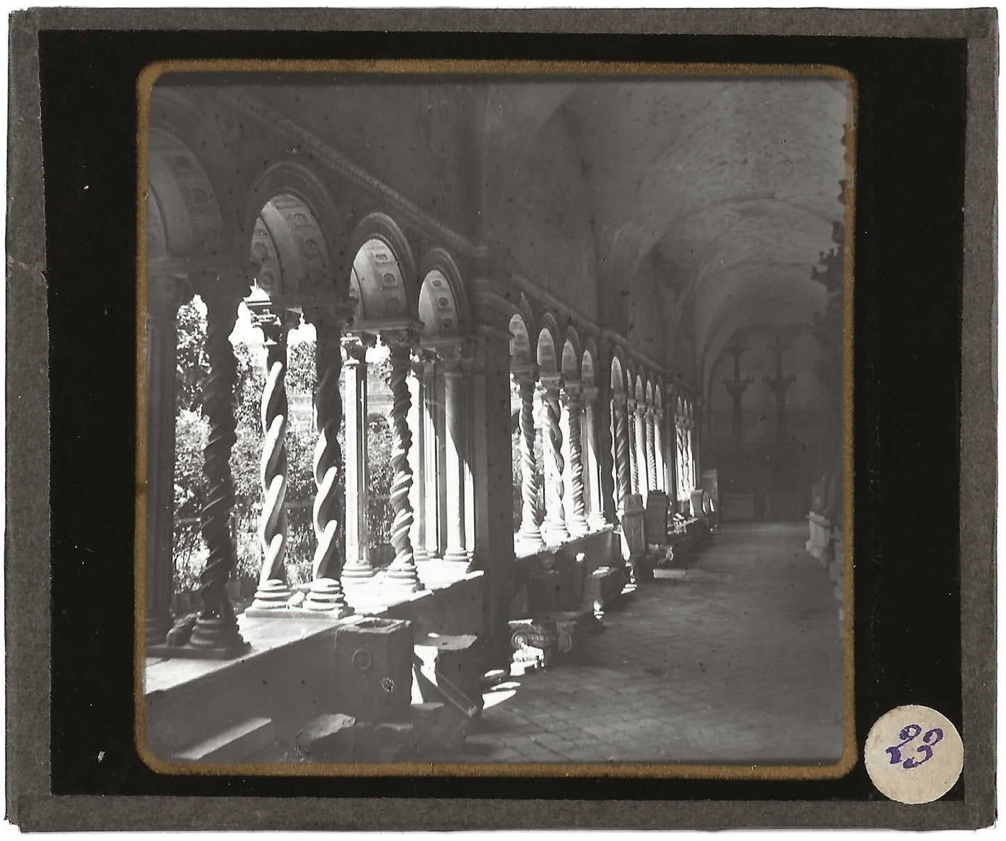 Cloître Saint-Paul, Rome, Italie, photo plaque de verre, positif 8,5x10 cm