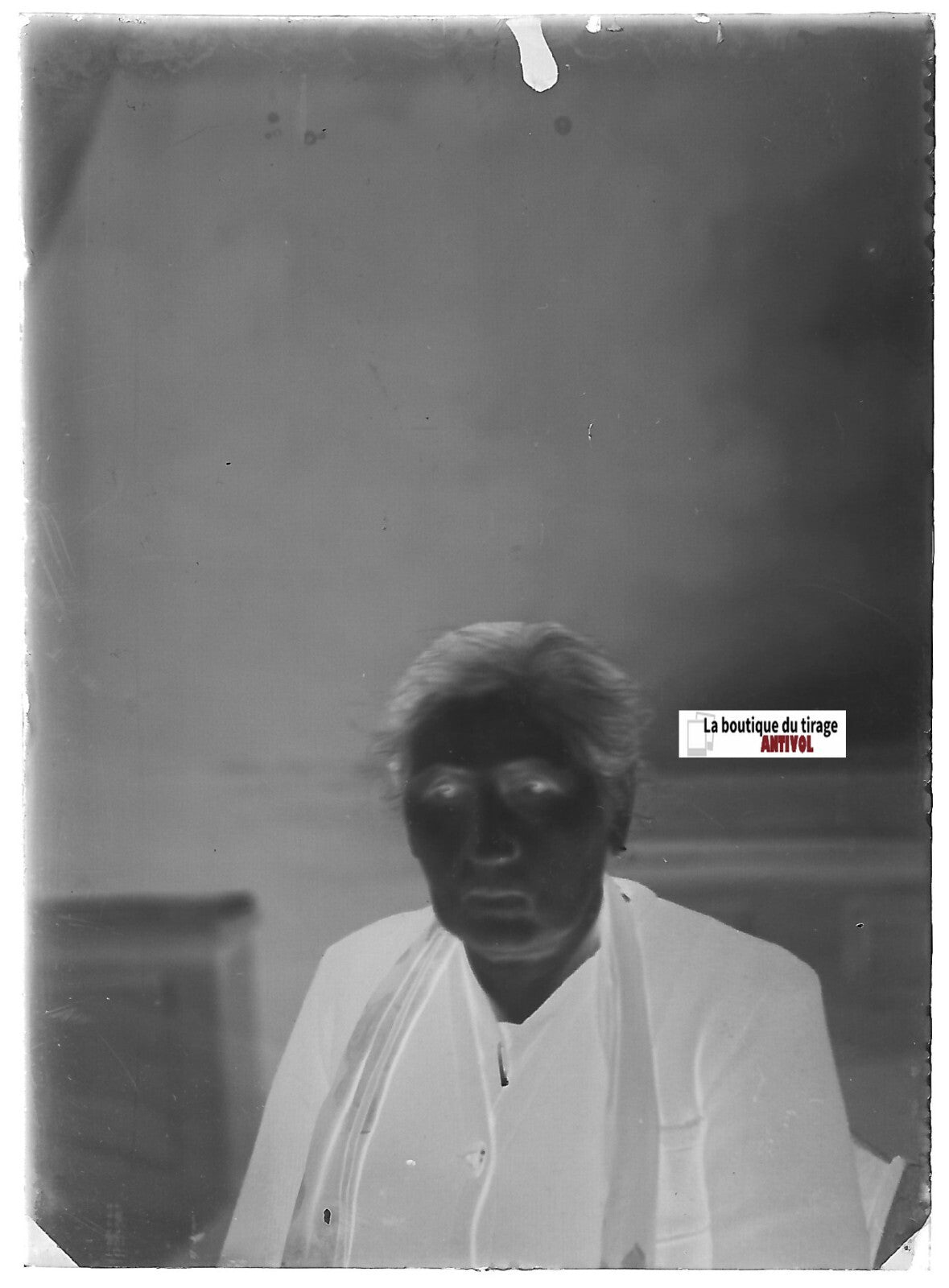 Portrait femme, France, Plaque verre photo, négatif ancien noir & blanc 6x9 cm