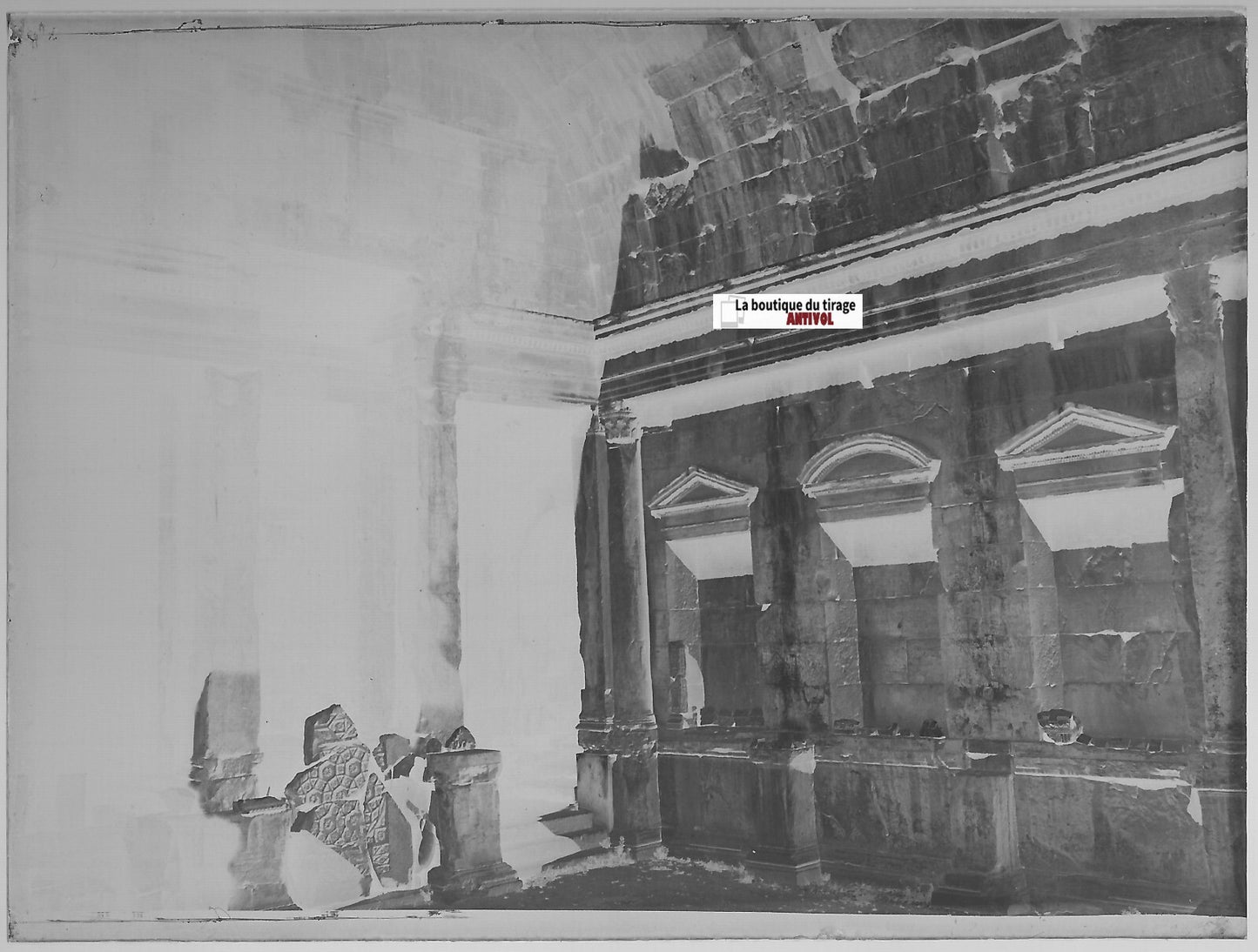 Temple de Diane, Nîmes, Plaque verre photo, négatif noir & blanc 9x12 cm