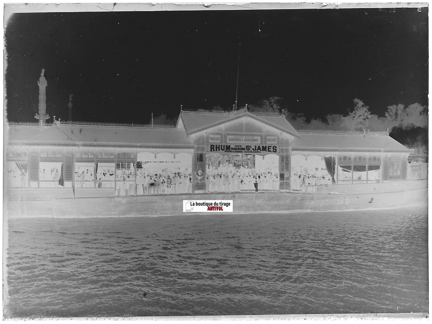 Bateau Gironde & Garonne, Plaque verre photo, négatif noir & blanc 9x12 cm