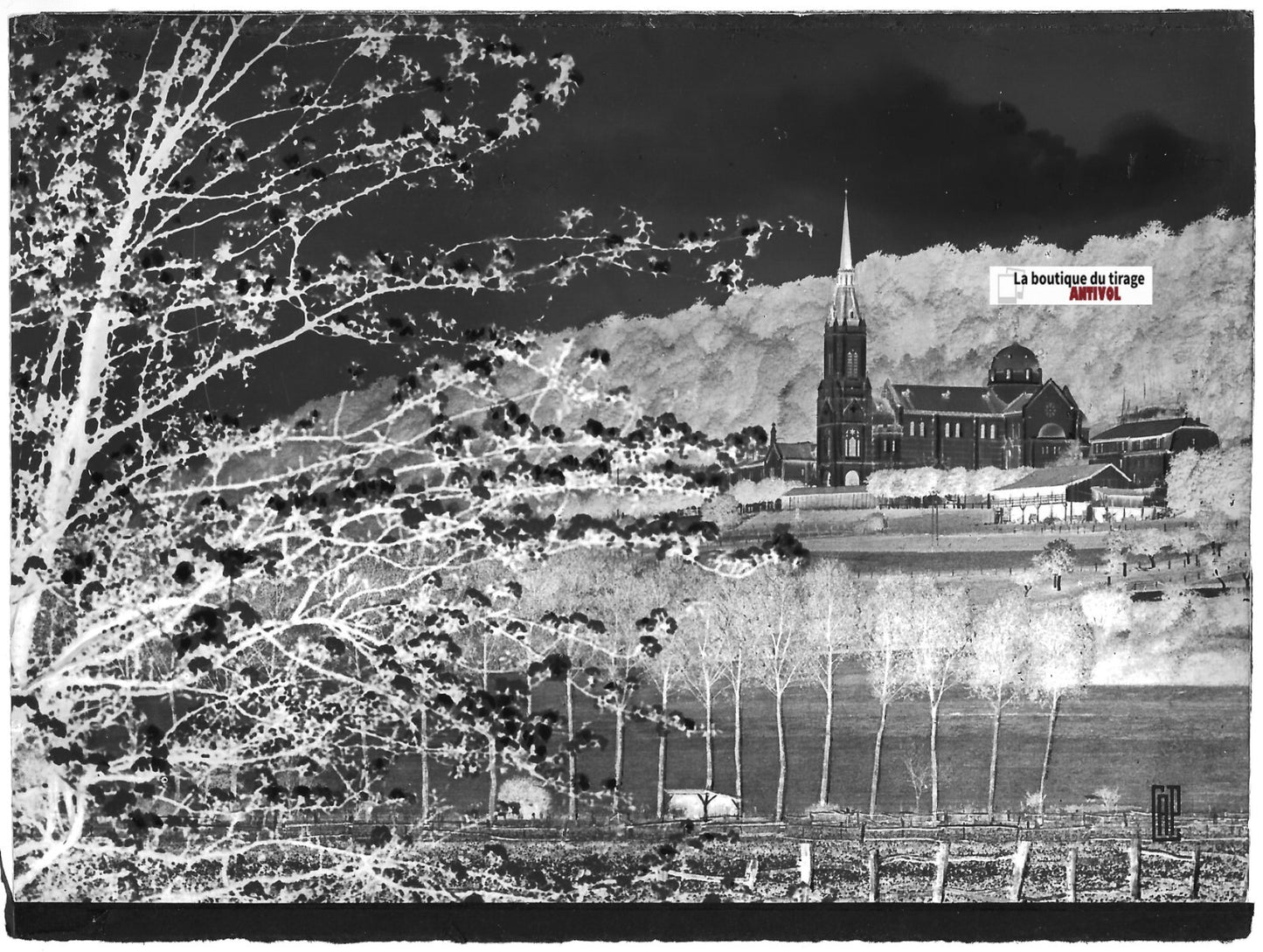 Domrémy-la-Pucelle, Plaque verre photo ancienne, négatif noir & blanc 10x15 cm