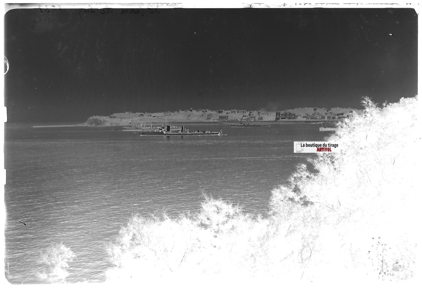 Saint-Jean-de-Luz bâteaux, Plaque verre photo, négatif noir & blanc 10x15 cm