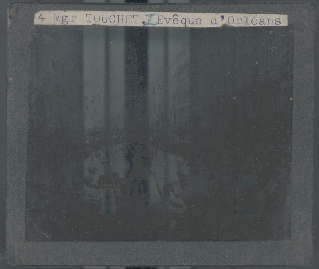 Défilé religieux, Orléans, photo plaque verre, noir & blanc, positif 8,5x10 cm