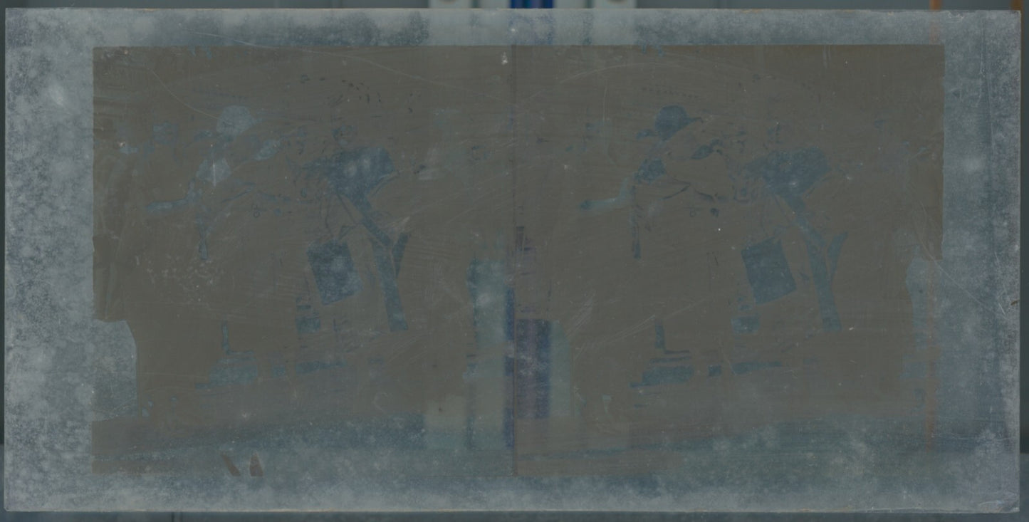 Hippodrome de Longchamp, Paris, stéréoscopie plaque verre, positif 8,5x17 cm