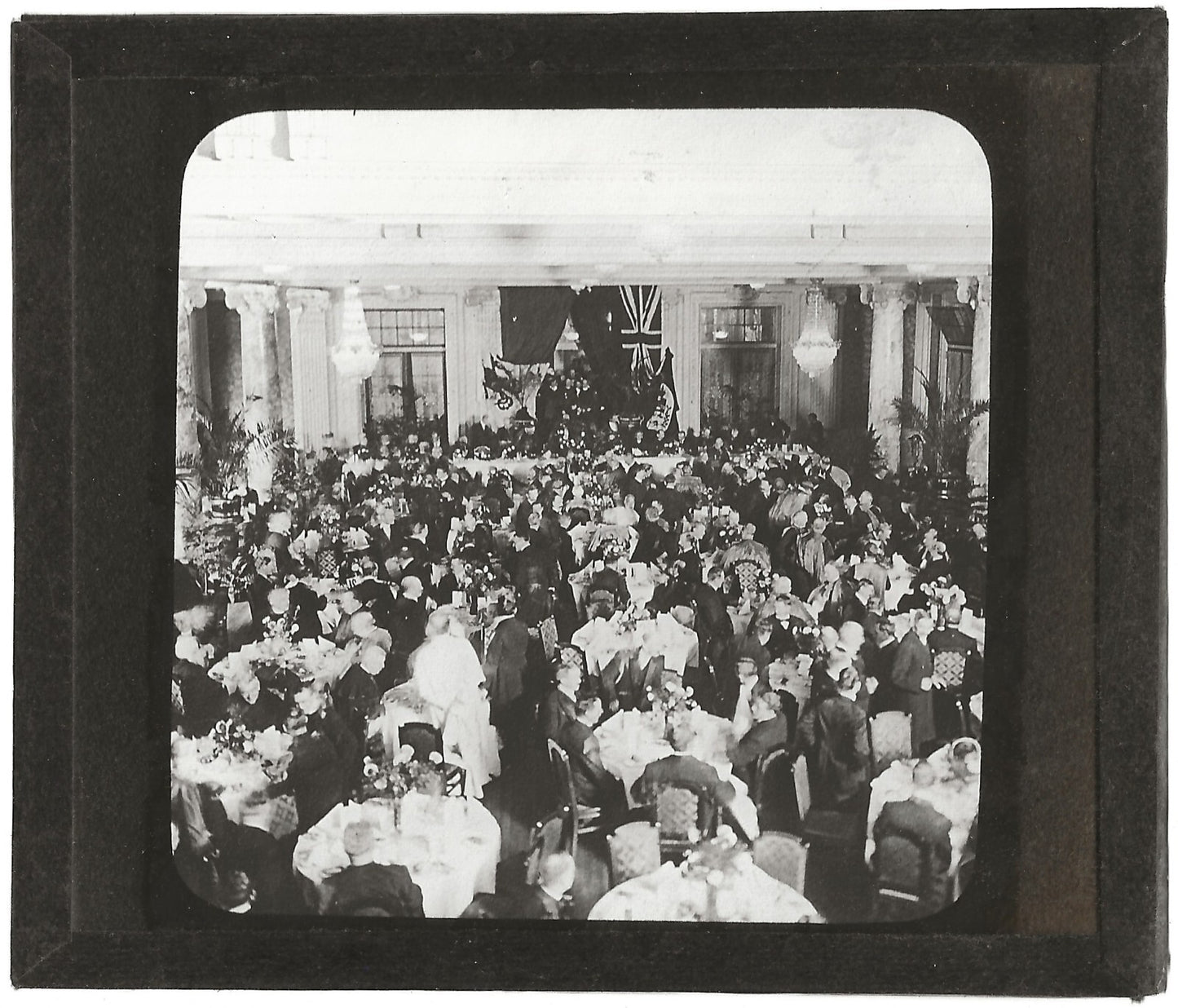 Banquet d’État, Congrès Montréal, photo plaque de verre, positif 8,5x10 cm