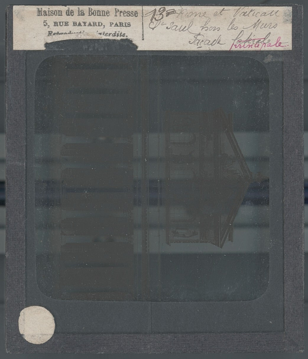 Basilique Saint-Paul-Hors-Les-Murs, Rome, photo plaque verre, positif 8,5x10 cm