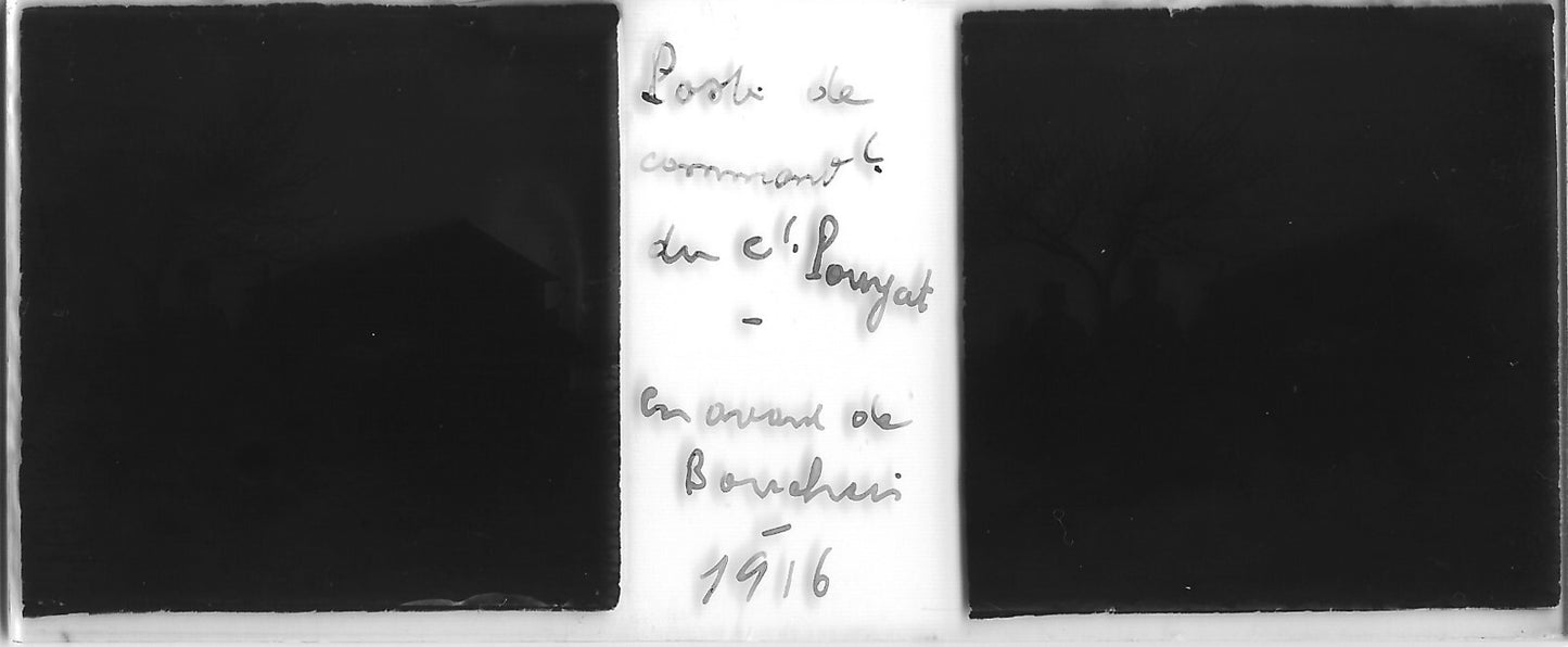 Bouchoir, Pouyat, Plaque verre stéréo, positif ancien noir & blanc 4,5x10,7 cm