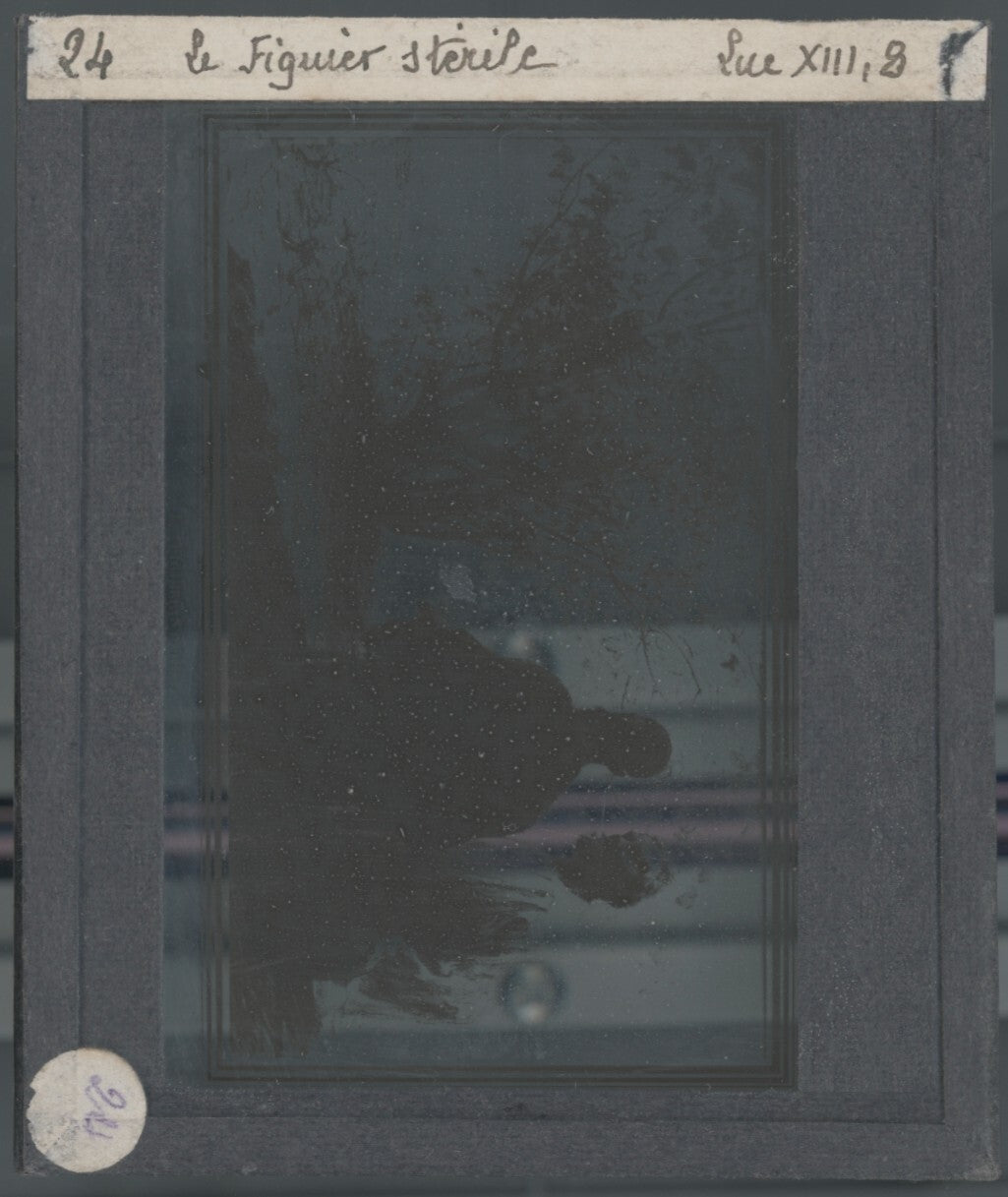 Luc, scène religieuse, dessin peinture plaque de verre, positif 8,5x10 cm