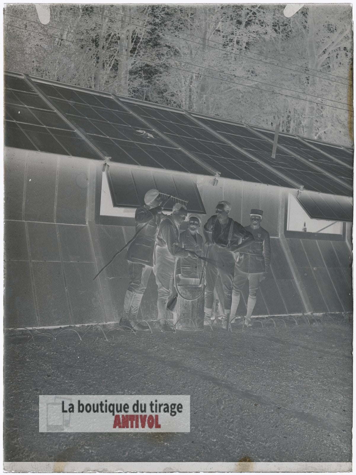 Vie de camp, soldats, WW1, plaque verre, photo ancienne, négatif 9x12 cm