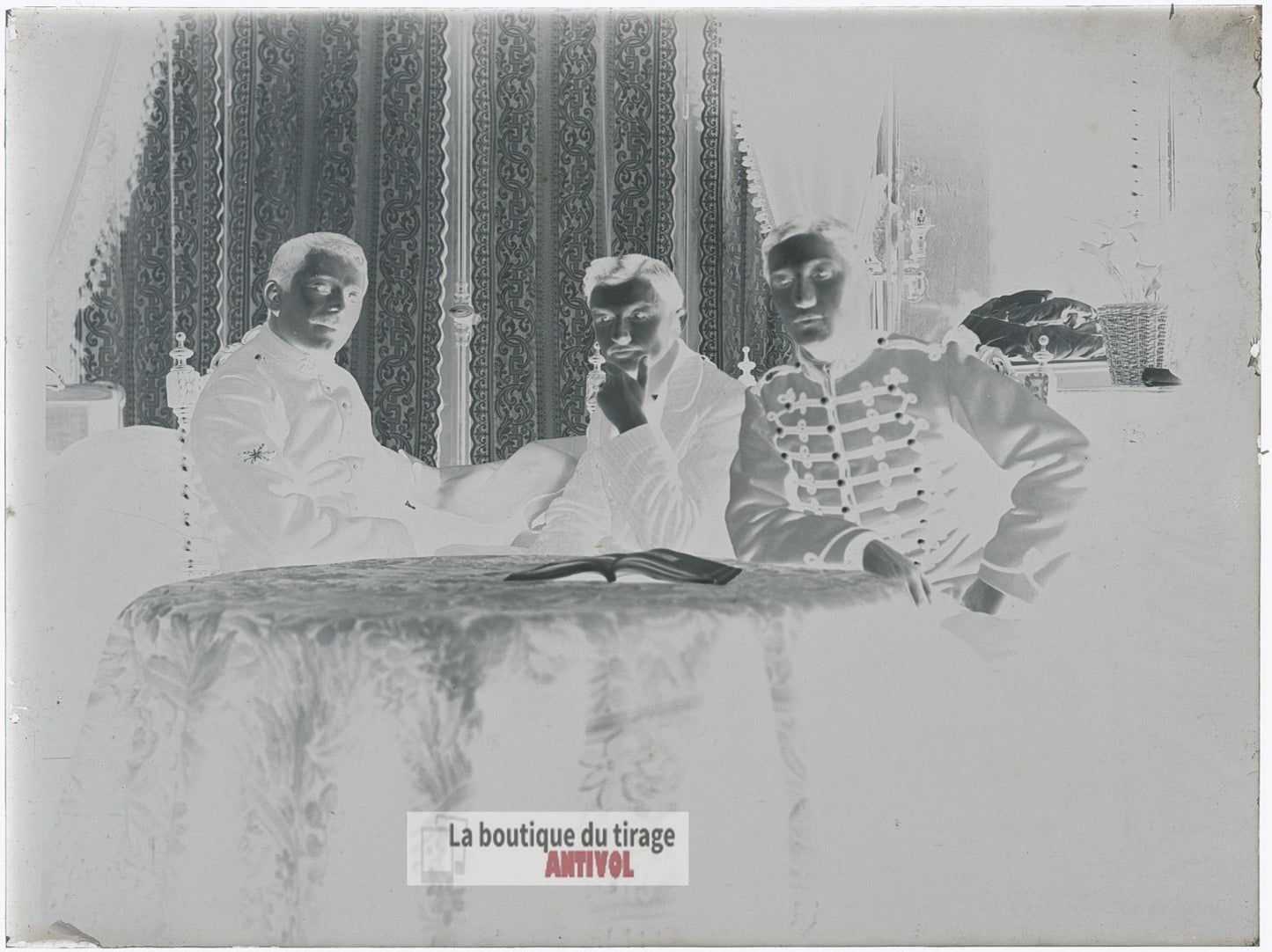 Jeunes militaires, Paris 1910, plaque verre, photo ancienne, négatif 9x12 cm