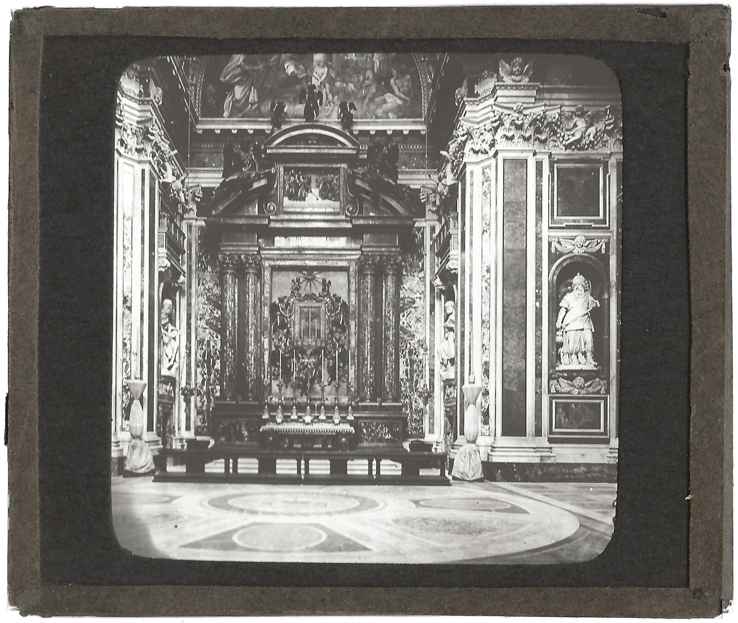Chapelle Borghese, Rome, photo ancienne plaque verre, positif 8,5x10 cm
