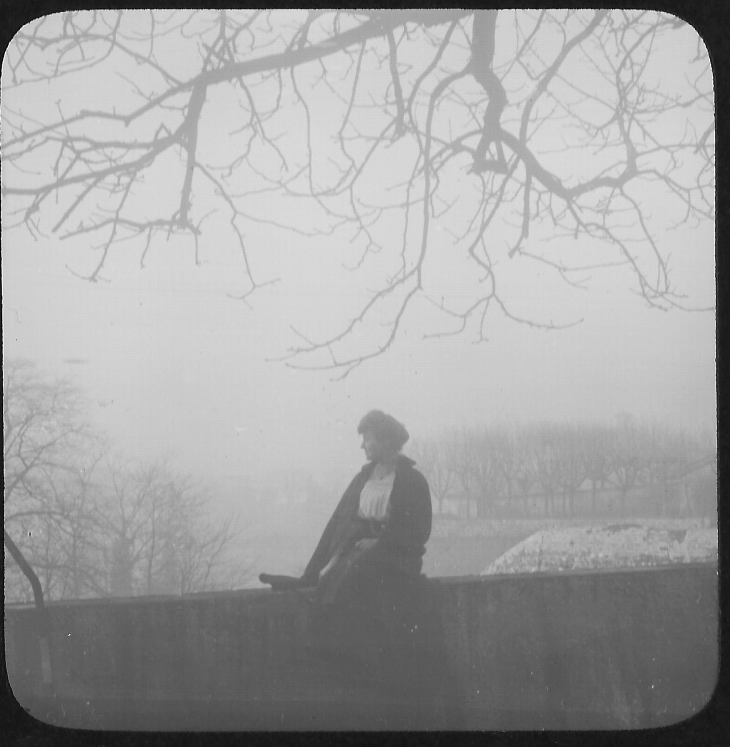 Femme, France, Plaque verre photo ancienne, stéréo positif noir & blanc 9x18 cm