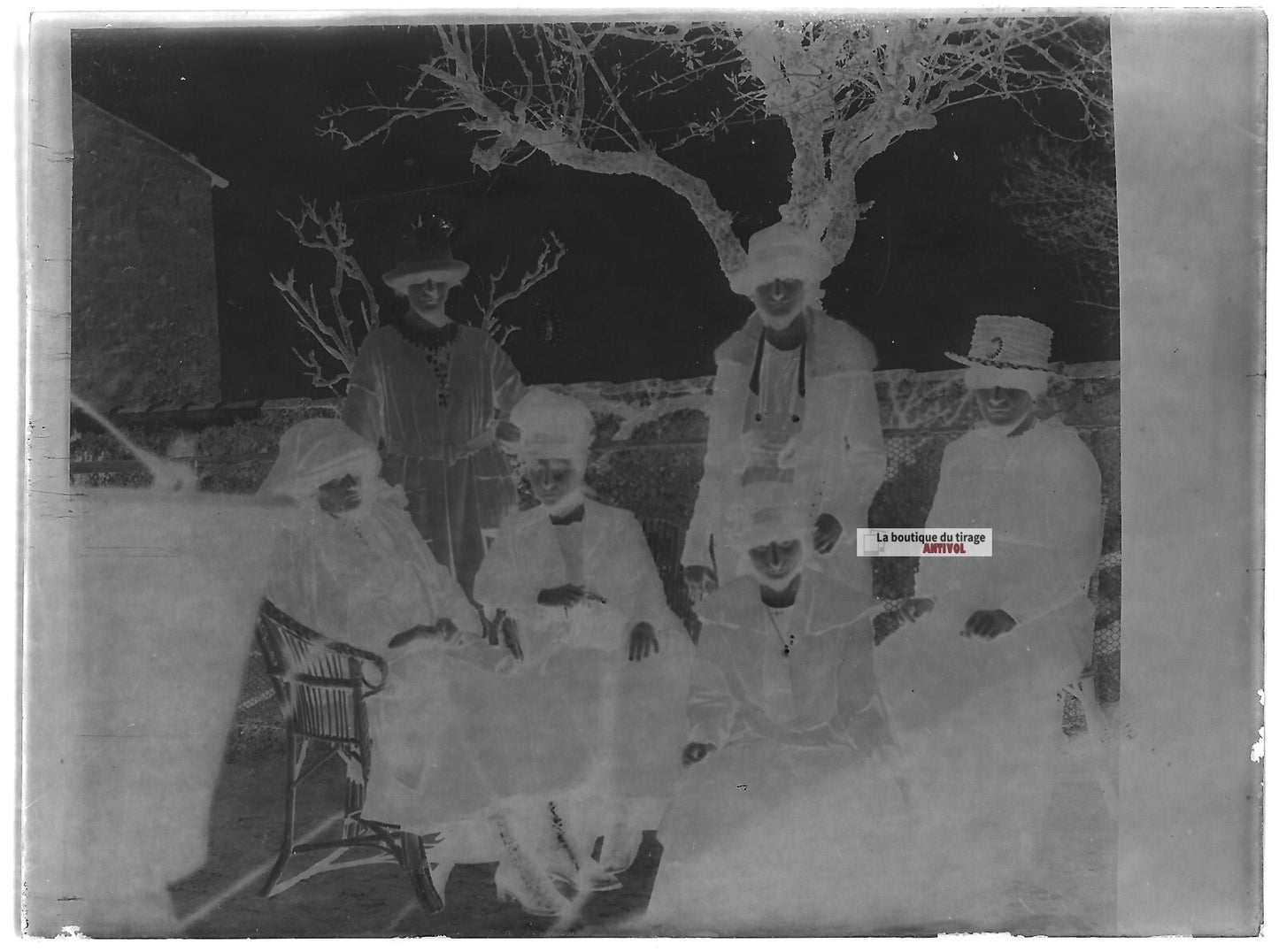 Plaque verre photo ancienne négatif noir et blanc 9x12 cm famille France vintage