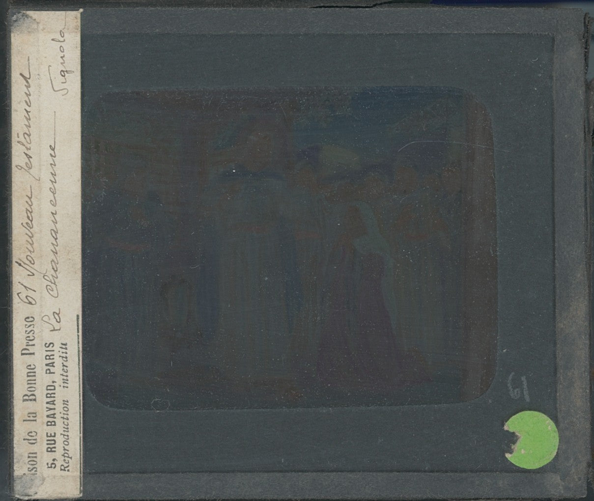 La Chananéenne, Jésus, dessin, plaque verre ancienne, couleur 8,5x10 cm