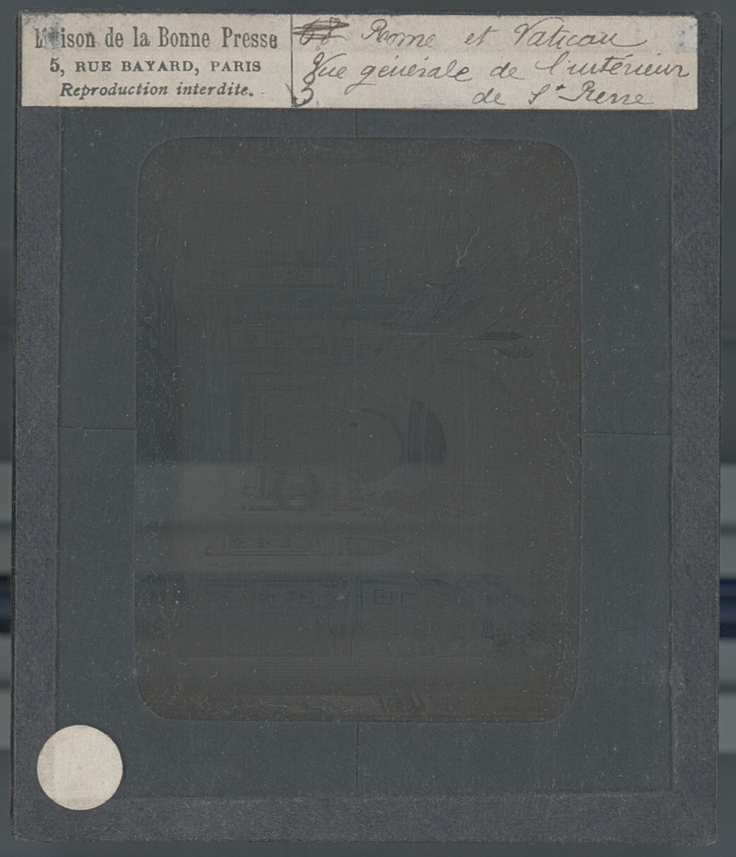Basilique Saint-Pierre, Rome, photo ancienne plaque verre, positif 8,5x10 cm