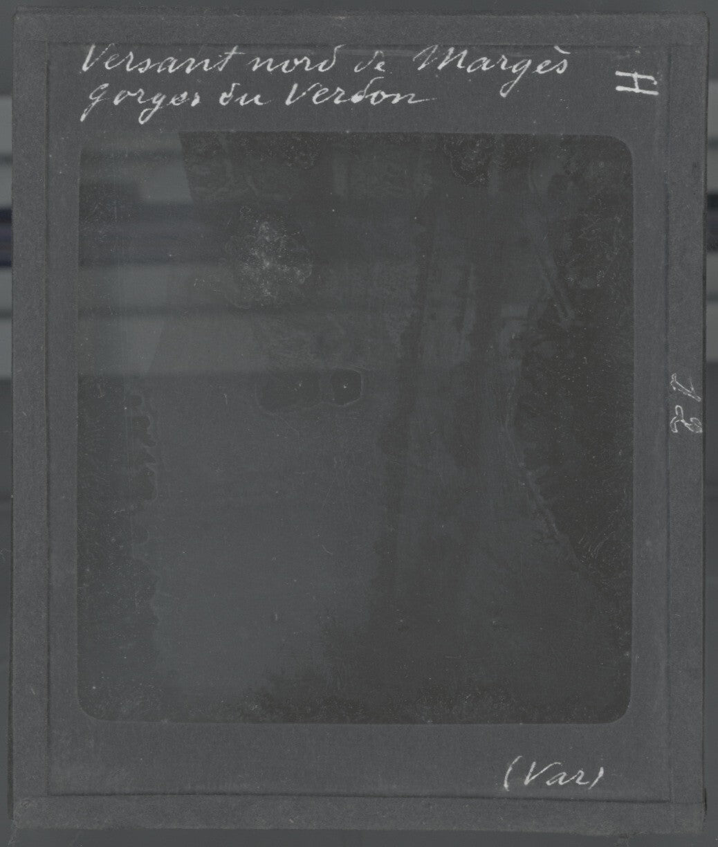 Gorges du Verdon, Montagne Grand Margès, plaque de verre, positif 8,5x10 cm