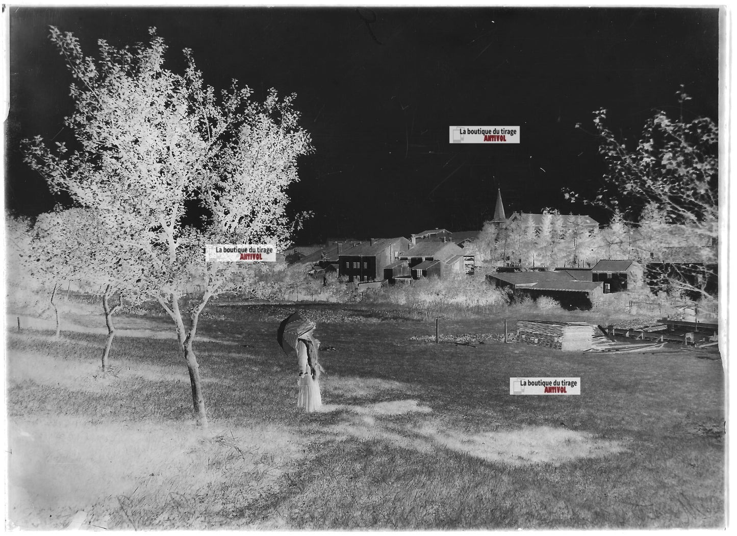 Plaque verre photo ancienne négatif noir et blanc 13x18 cm Martigny-les-Bains