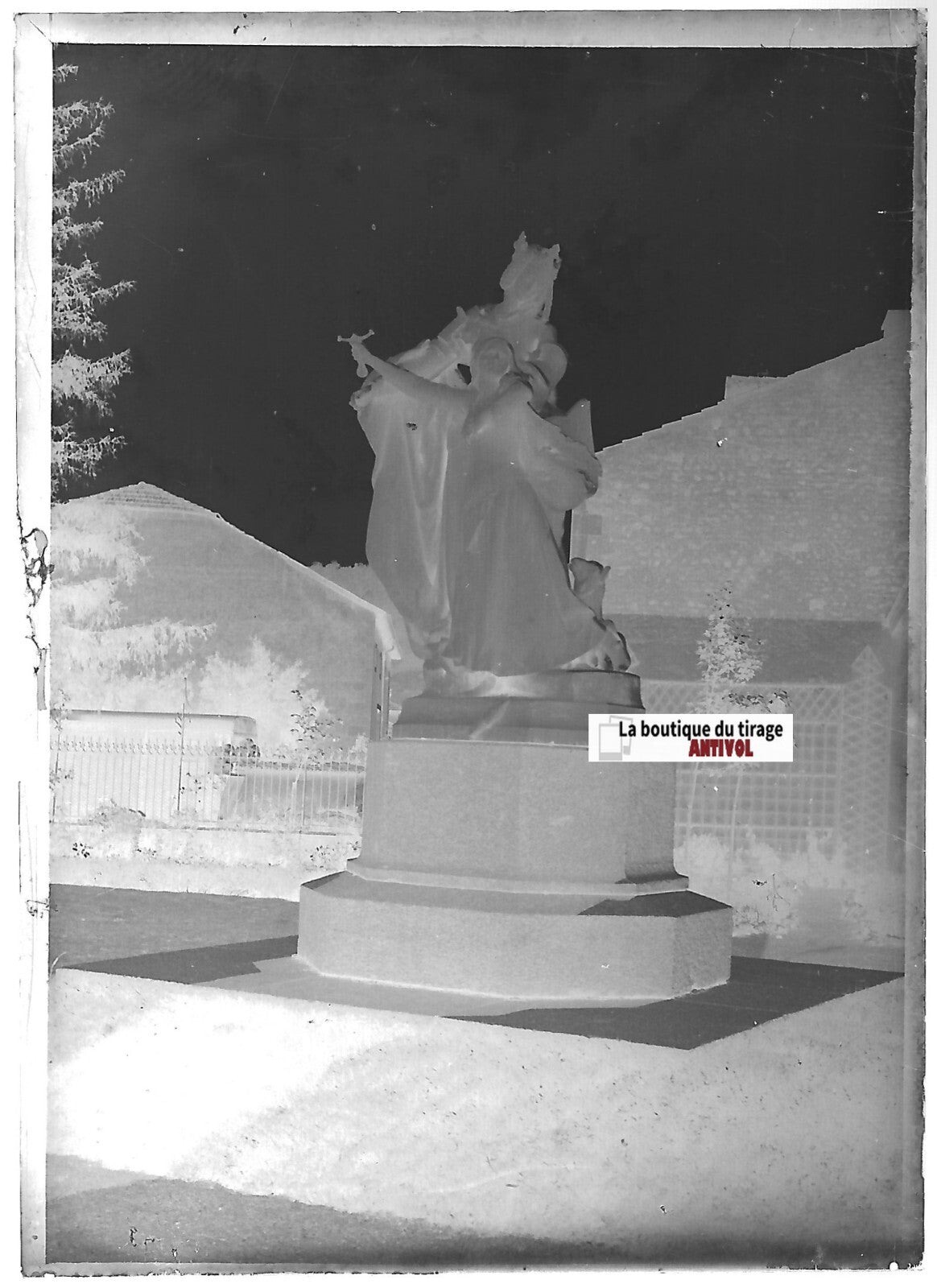 Domrémy-la-Pucelle Jeanne d'Arc, Plaque verre photo, négatif noir & blanc 6x9 cm