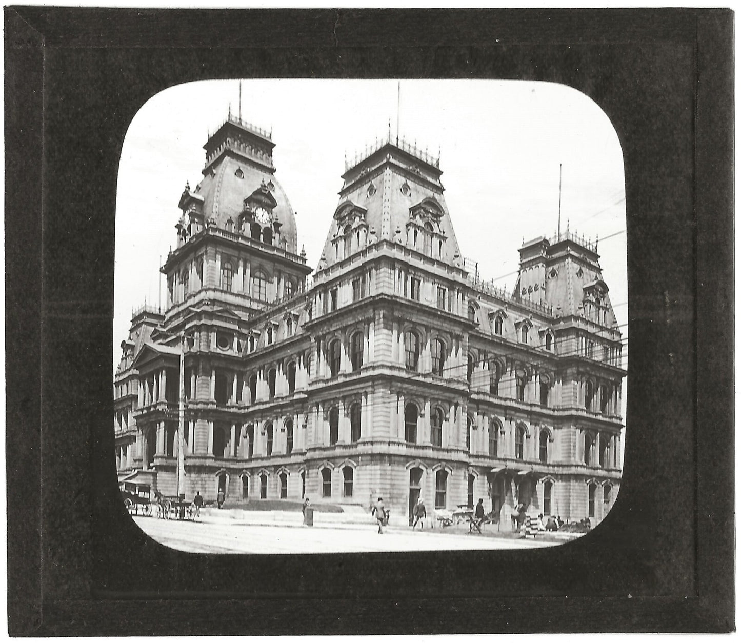 Hôtel de ville Montréal, Canada, photo ancienne plaque verre, positif 8,5x10 cm
