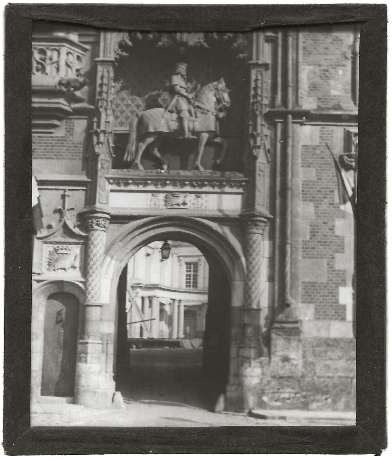 Blois, Porte Louis XII, photo ancienne plaque de verre, positif 8,5x10 cm