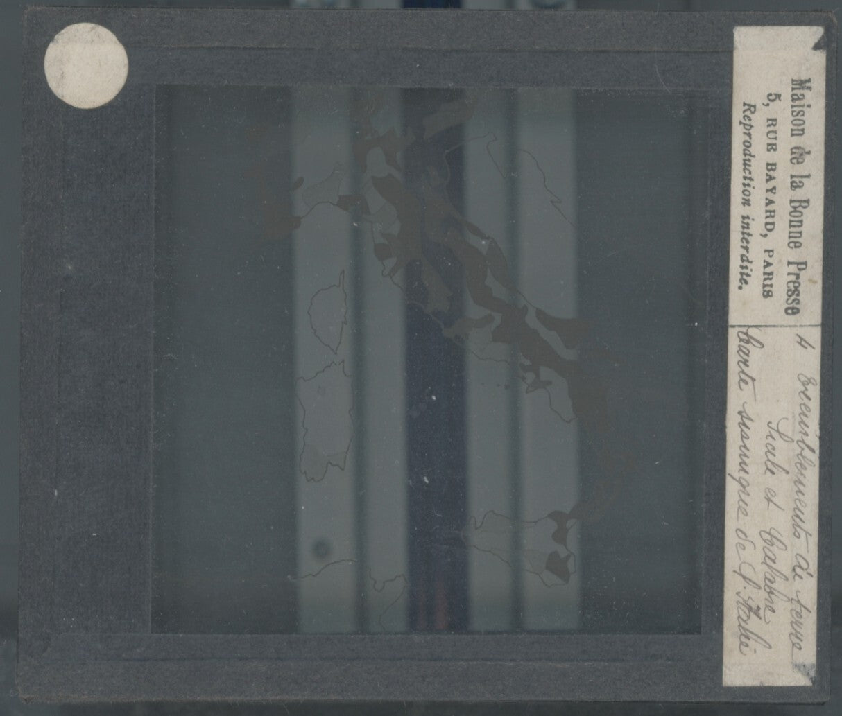 Carte zones sismiques, photo plaque verre, noir & blanc, positif 8,5x10 cm