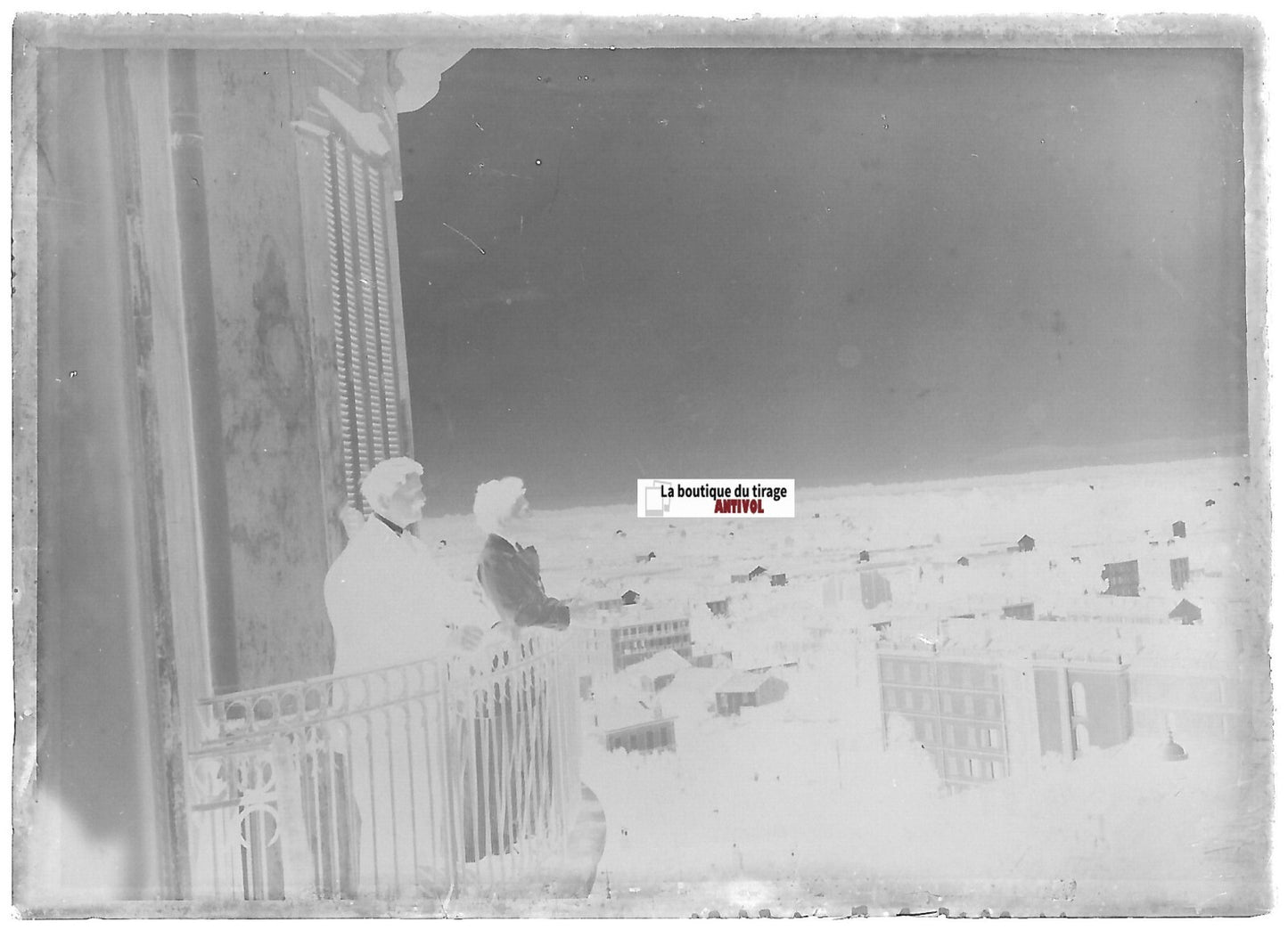 Personnages, Plaque verre photo ancienne, négatif noir & blanc 6x9 cm France