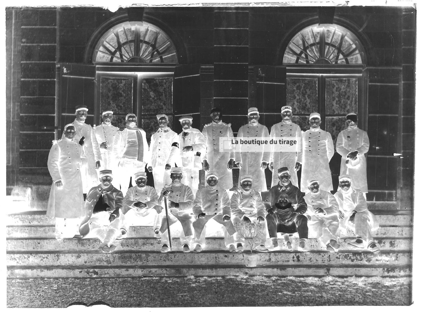Plaque verre photo négatif noir et blanc 13x18 cm 17e régiment soldats France