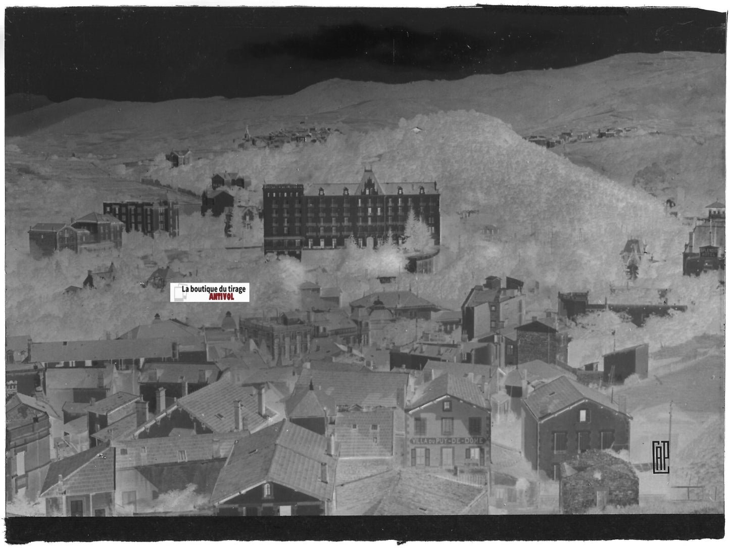 Châtel-Guyon, Auvergne, Plaque verre photo, négatif noir & blanc 10x15 cm