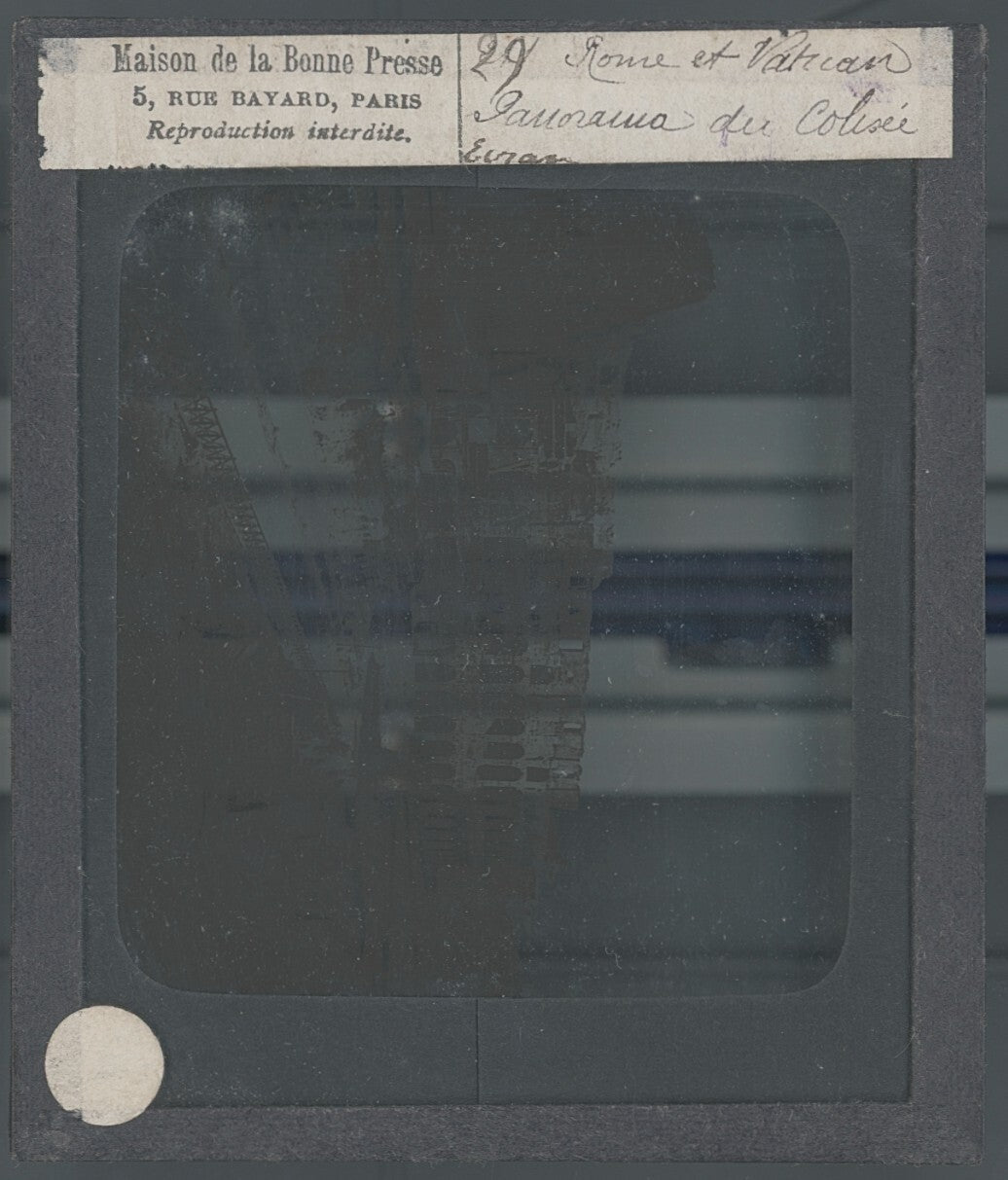 Colisée, Rome Italie, photo ancienne plaque de verre, positif 8,5x10 cm