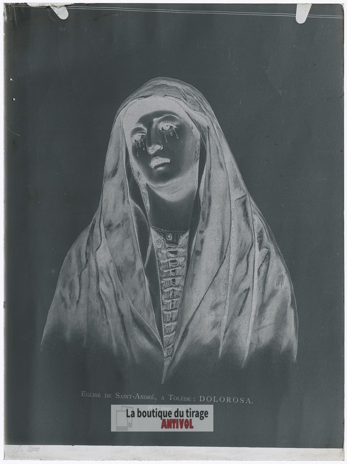 Dolorosa, Tolède, Espagne, plaque verre, photo ancienne, négatif 9x12 cm