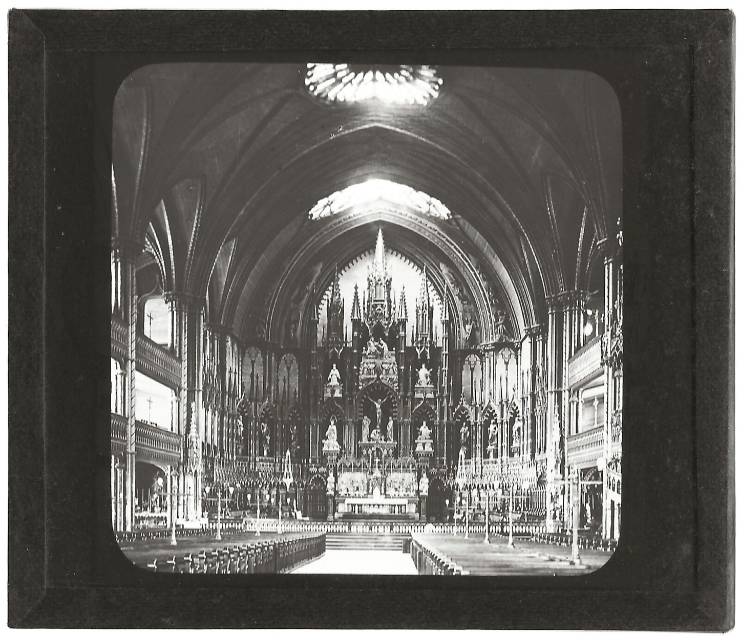 Basilique Notre-Dame de Montréal, photo plaque de verre, positif 8,5x10 cm