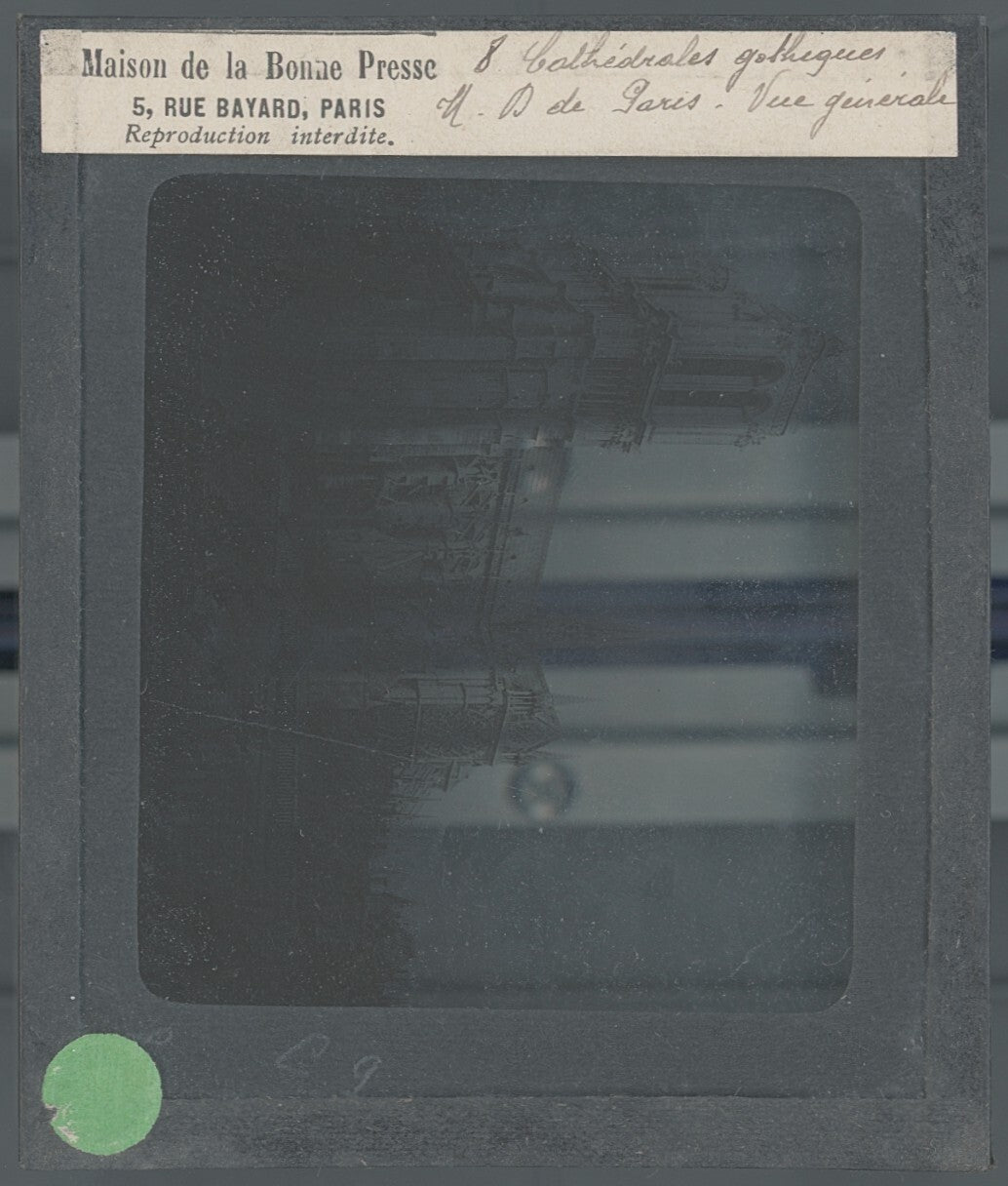 Cathédrale Notre-Dame de Paris, photo ancienne plaque verre, positif 8,5x10 cm