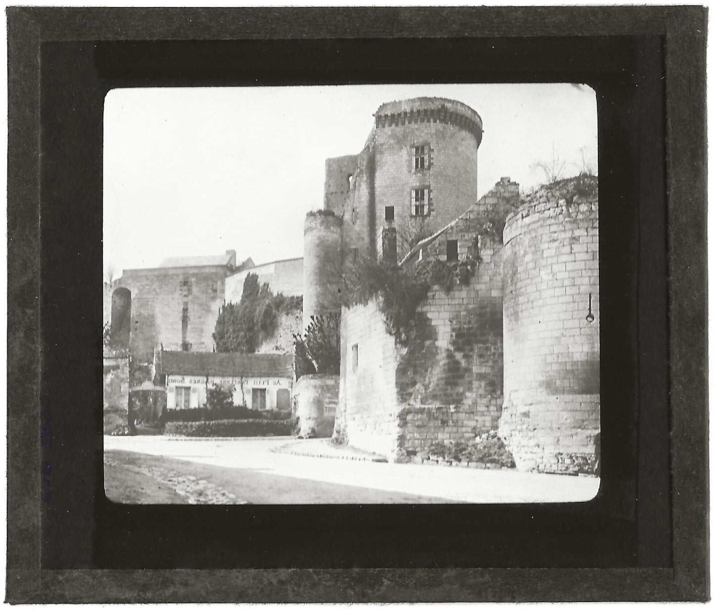 Tour Louis XI, Loches, photo ancienne plaque de verre, positif 8,5x10 cm