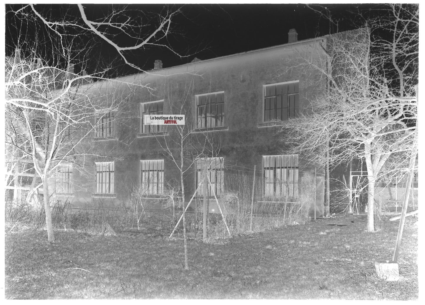 Plaque verre photo ancienne négatif noir et blanc 13x18 cm entreprise France