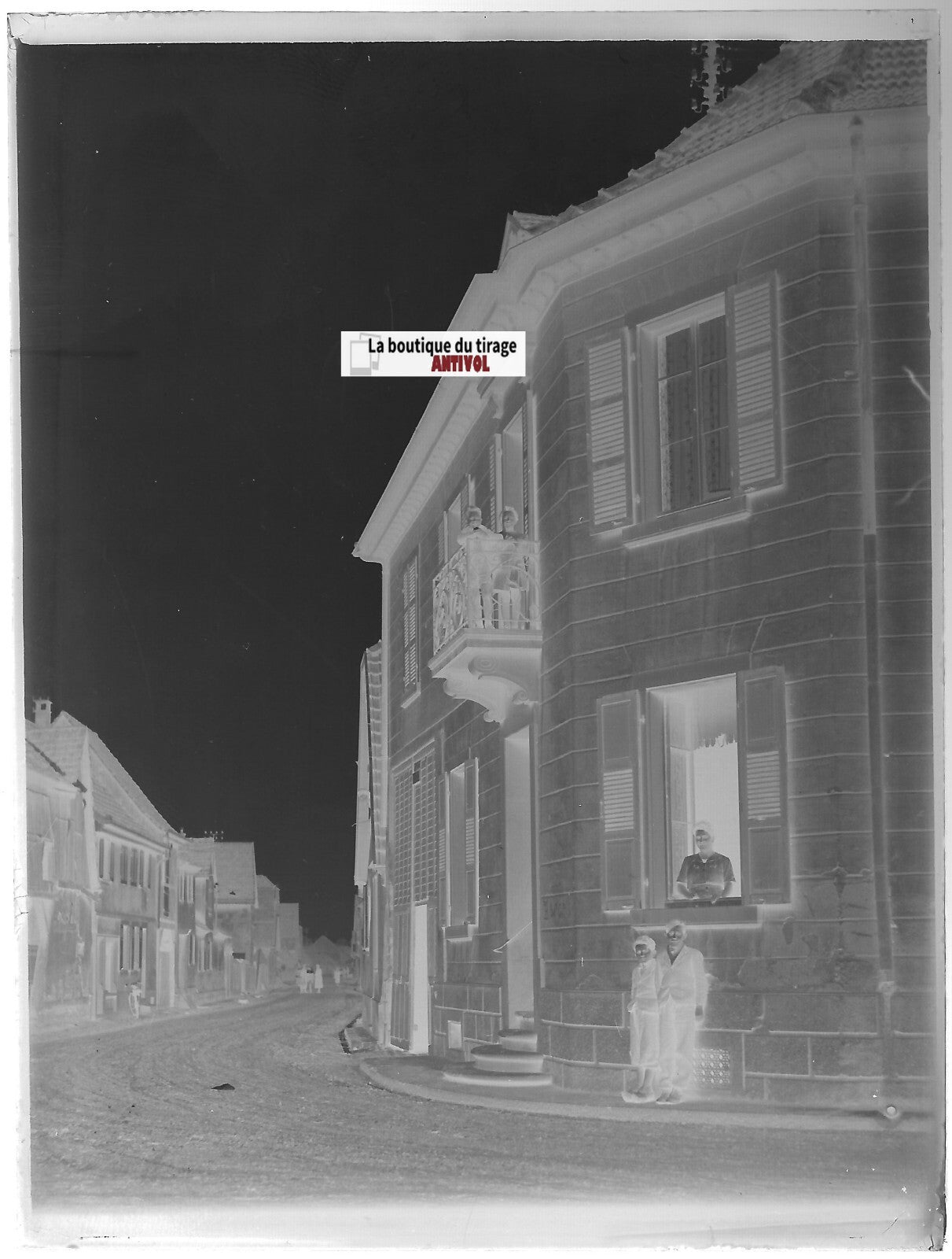 Holtzheim, Alsace, Plaque verre photo ancienne, négatif noir & blanc 9x12 cm