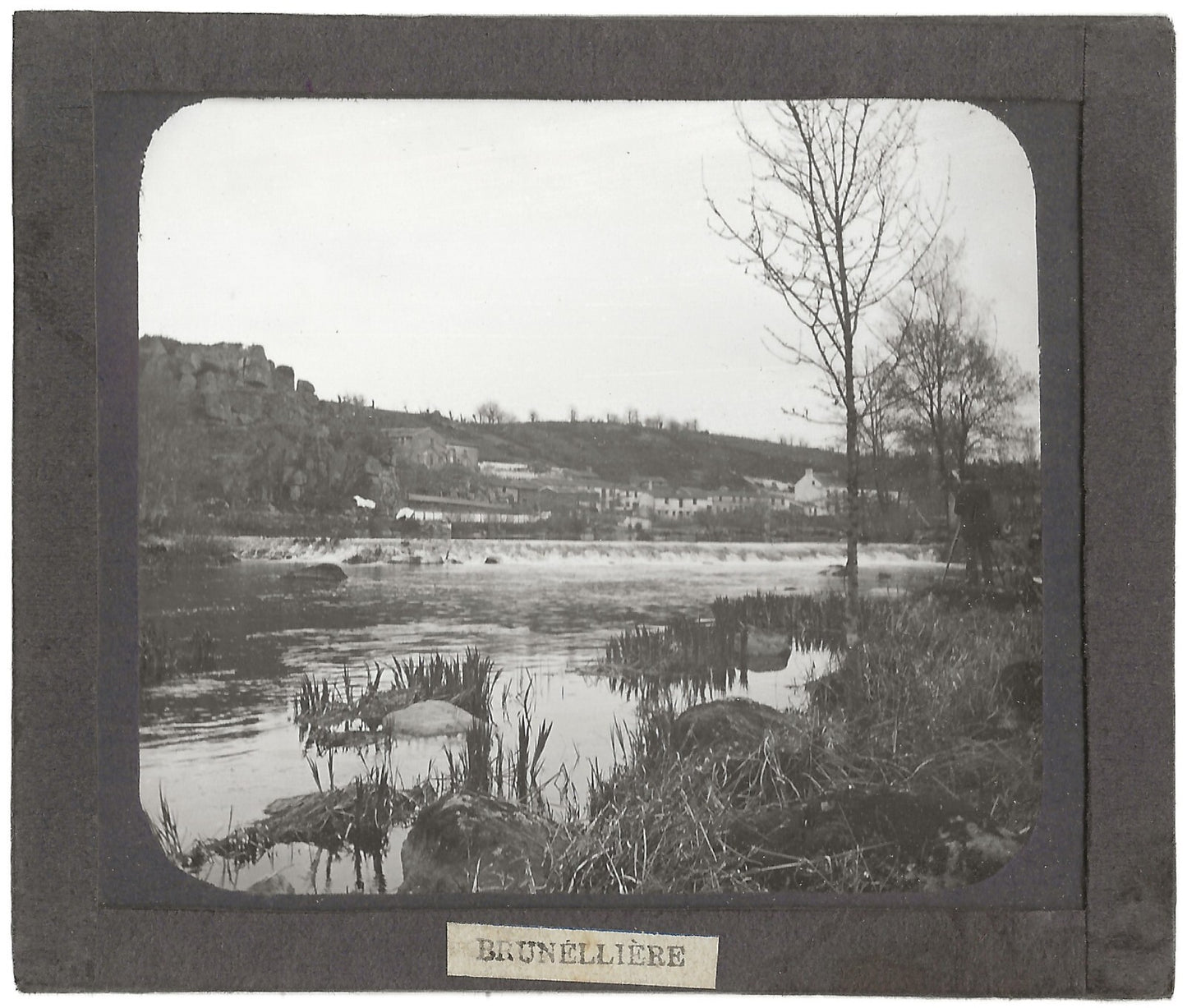 Boussay, photographe, rivière, photo ancienne plaque de verre, positif 8,5x10 cm